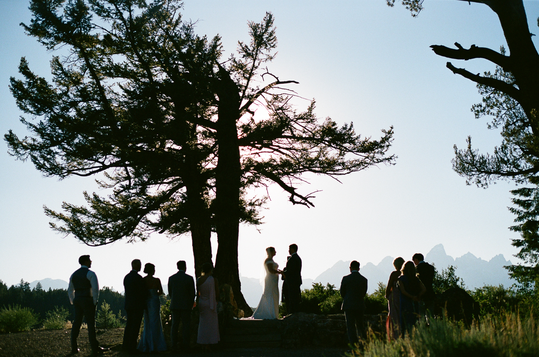 Grand Teton elopement ceremony at Wedding Tree overlooking the Teton Range in Jackson Hole, Wyoming.